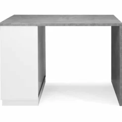 Ilot central effet béton et blanc 130 cm pour 4 personnes