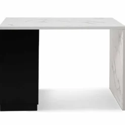 Ilot central effet marbre et noir 130 cm pour 4 personnes