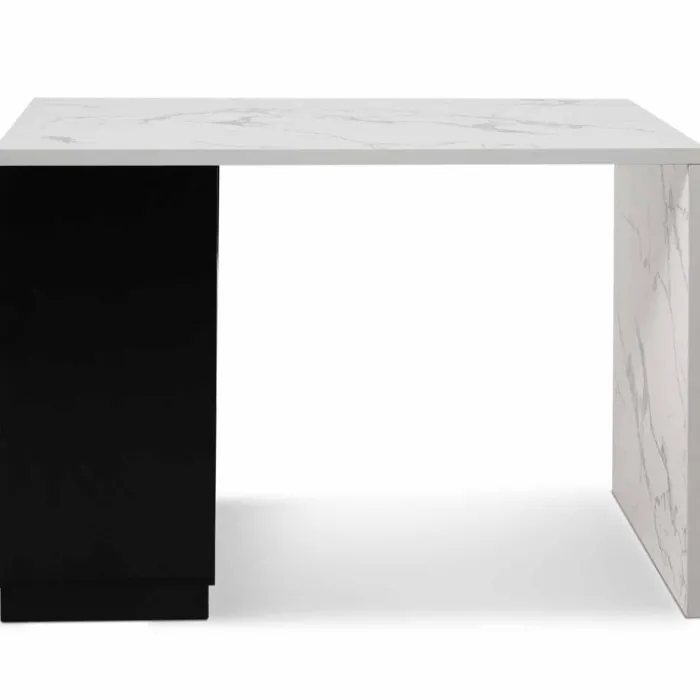 Ilot central effet marbre et noir 130 cm pour 4 personnes