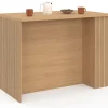 Ilot central JULIETTE 120 cm effet lattes tasseau de bois