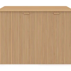 Ilot central JULIETTE 120 cm effet lattes tasseau de bois