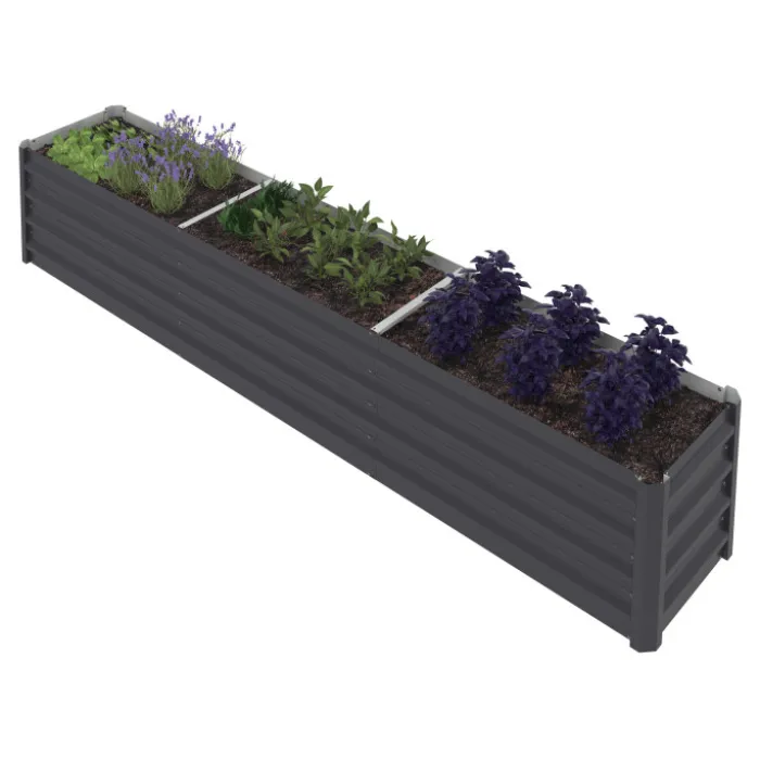 Jardinière en métal rectangulaire avec lit surélevé de 240 x 40 x 45 cm