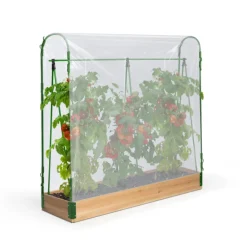 Kit complet 3 carrés potager et serre à tomates + treillis + housse