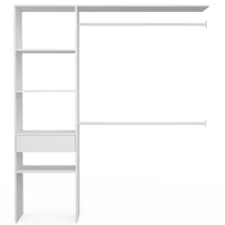 Kit dressing blanc pour placard avec étagères, tiroir et double penderie