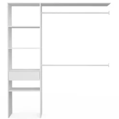 Kit dressing blanc pour placard avec étagères, tiroir et double penderie