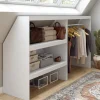 Kit dressing sous pente avec étagère 2 niveaux et penderie extensible 195 x 50 x 70/110 cm blanc