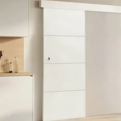 Kit porte coulissante blanc 83 cm avec rail et fixations