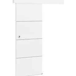 Kit porte coulissante blanc 83 cm avec rail et fixations