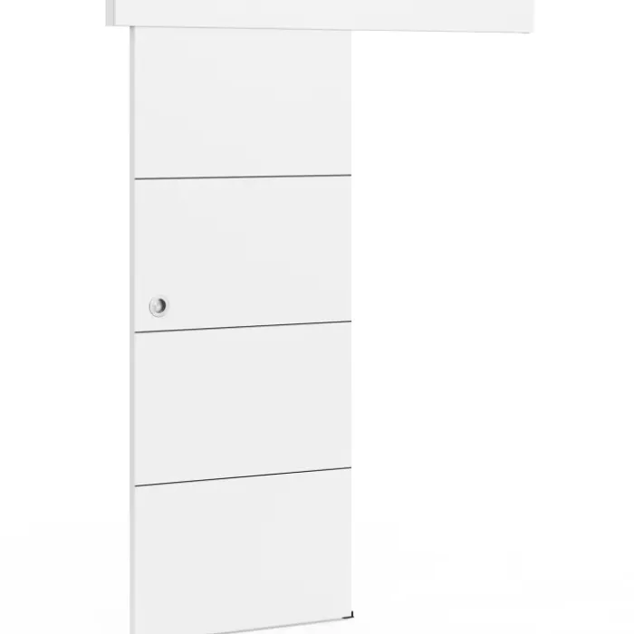 Kit porte coulissante blanc 83 cm avec rail et fixations