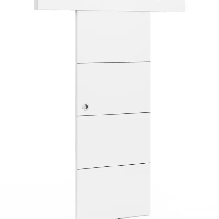 Kit porte coulissante blanc 83 cm avec rail et fixations