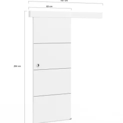 Kit porte coulissante blanc 83 cm avec rail et fixations