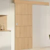 Kit porte coulissante effet bois 83 cm avec rail et fixations