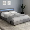 Lit 2 places avec LED 140x190 cm gris
