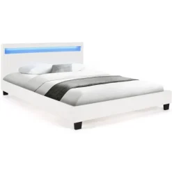 Lit avec LED 140x190 cm blanc