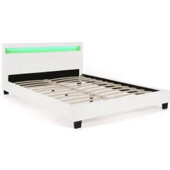 Lit avec LED 140x190 cm blanc