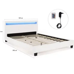 Lit avec LED 140x190 cm blanc