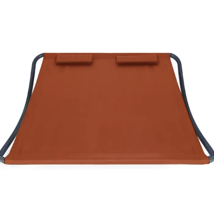 Lit bain de soleil 2 places terracotta en toile