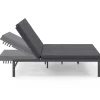 Lit bain de soleil double 182 cm métal avec matelas gris