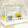 Lit cabane enfant blanc 80 x 160 cm