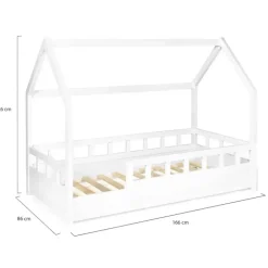 Lit cabane enfant blanc 80 x 160 cm