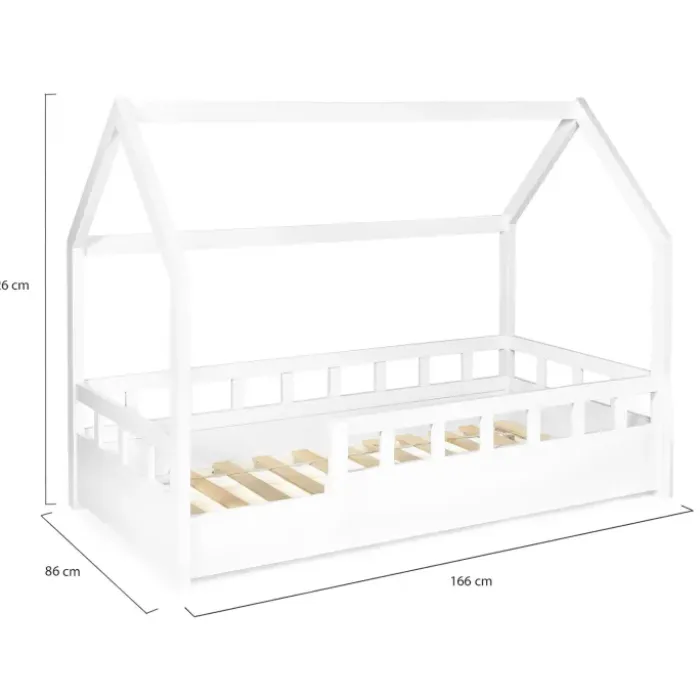Lit cabane enfant blanc 80 x 160 cm