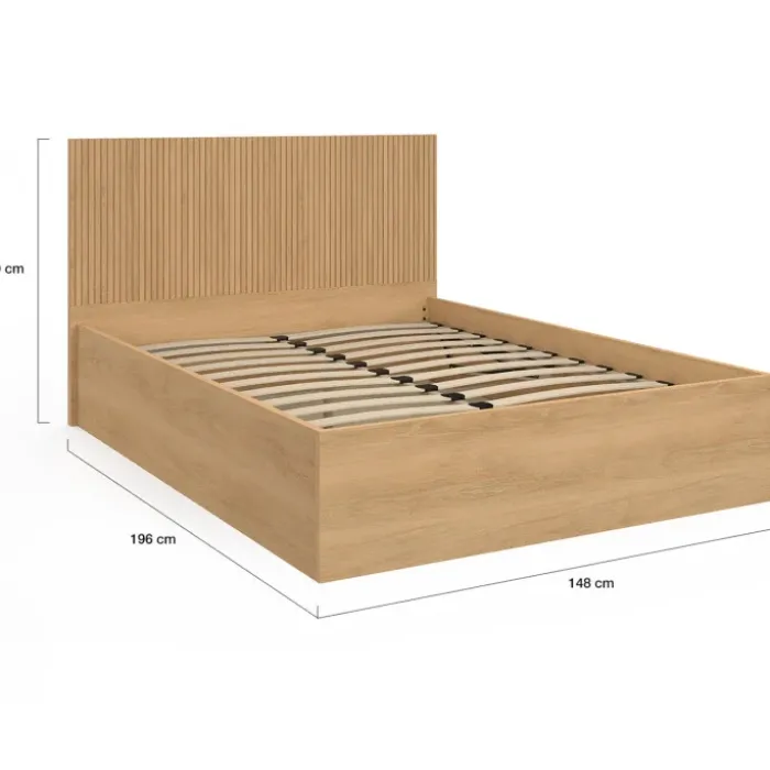 Lit coffre deux personnes 140 x 190 cm avec rangements XXL avec tête de lit