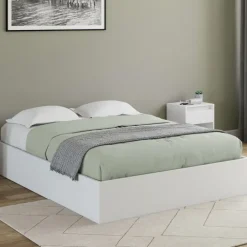 Lit coffre double avec sommier 160 x 200 cm blanc