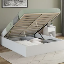 Lit coffre double avec sommier 160 x 200 cm blanc