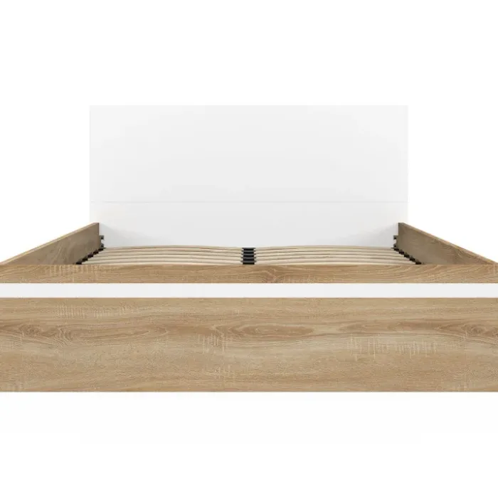 Lit coffre double avec tête de lit et sommier