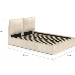 Lit coffre double beige 140 x 190