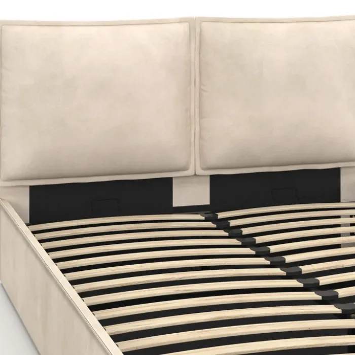 Lit coffre double beige 140 x 190