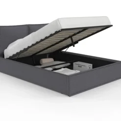 Lit coffre double gris 140 x 190