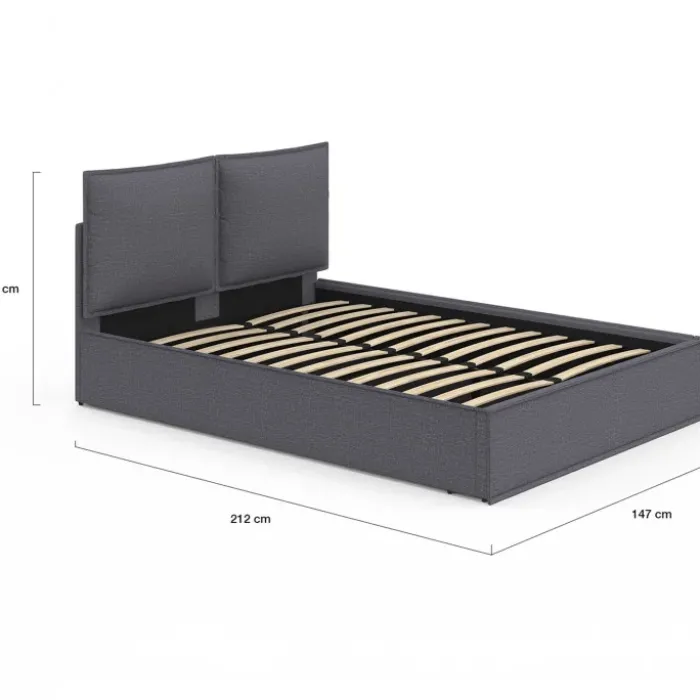 Lit coffre double gris 140 x 190
