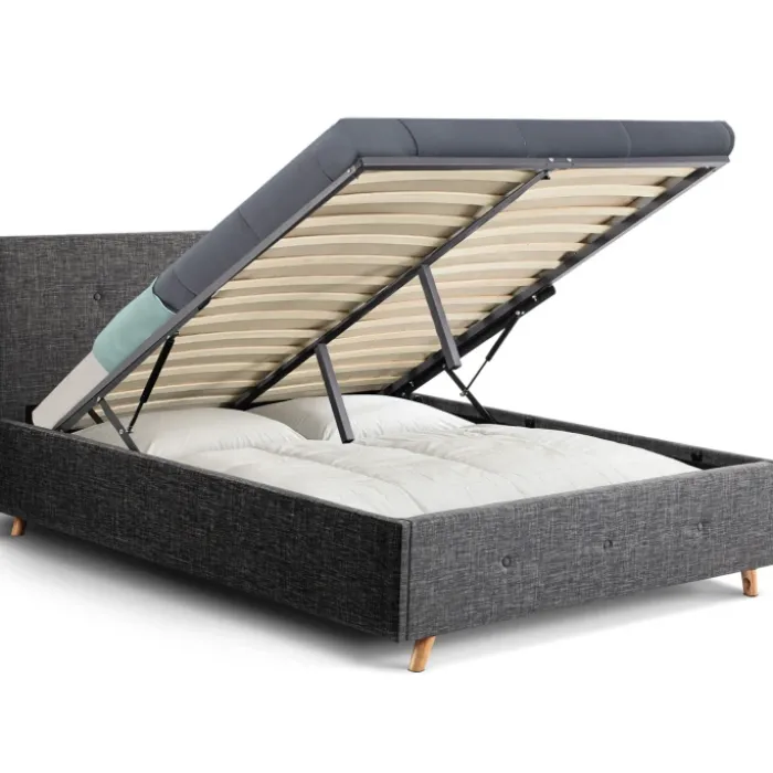 Lit coffre scandinave gris 2 places