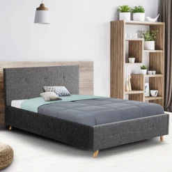 Lit coffre scandinave gris 2 places