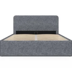 Lit coffre 140x190 cm gris anthracite