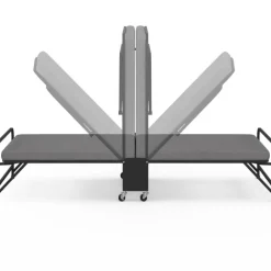 Lit d’appoint pliant 1 personne en métal avec sommier et matelas 70x190 cm gris et noir