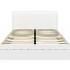 Lit double 140 x 190 cm avec sommier et LED intégrées blanc