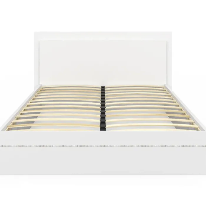 Lit double 140 x 190 cm avec sommier et LED intégrées blanc