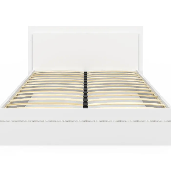 Lit double 140 x 190 cm avec sommier et LED intégrées blanc