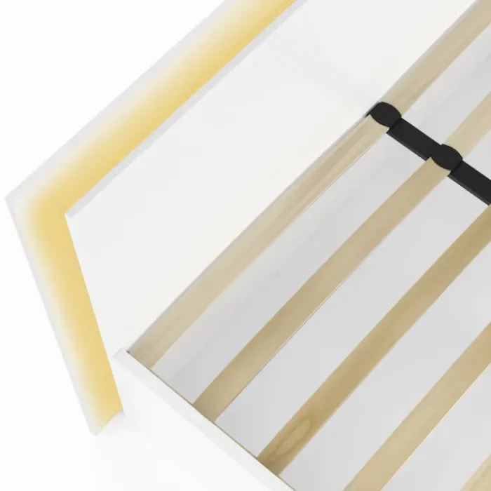 Lit double 140 x 190 cm avec sommier et LED intégrées blanc