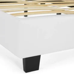 Lit double avec sommier PVC blanc 160x200cm