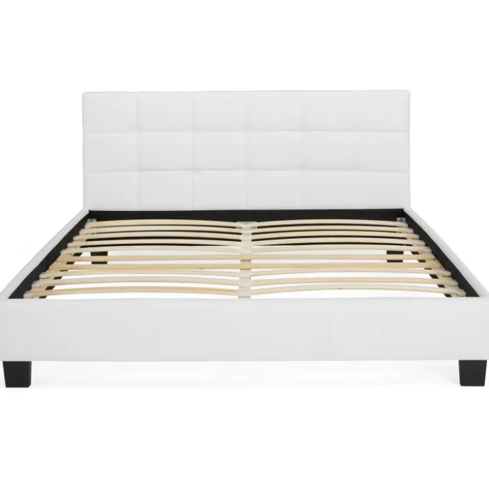 Lit double avec sommier PVC blanc 160x200cm
