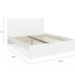 Lit double avec tête de lit et sommier 160 x 200 cm blanc