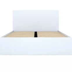 Lit double blanc 4 tiroirs sur roulettes avec tête de lit
