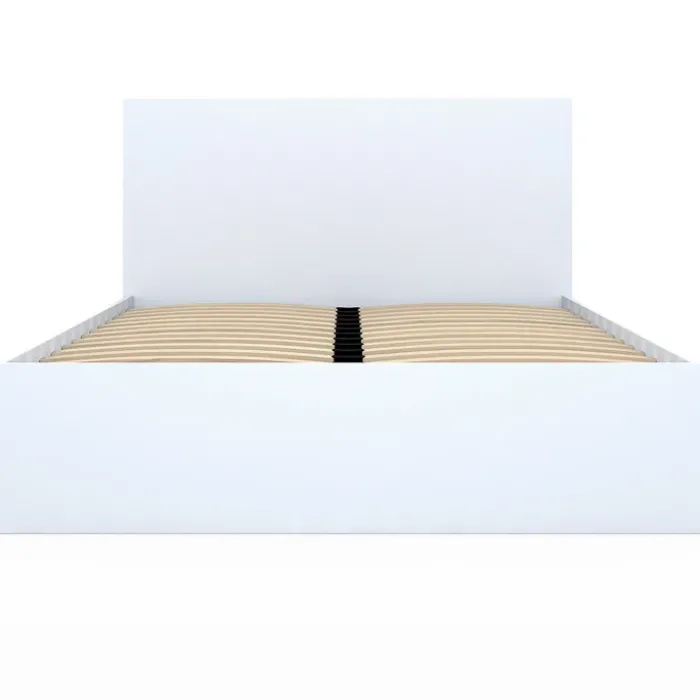 Lit double blanc 4 tiroirs sur roulettes avec tête de lit