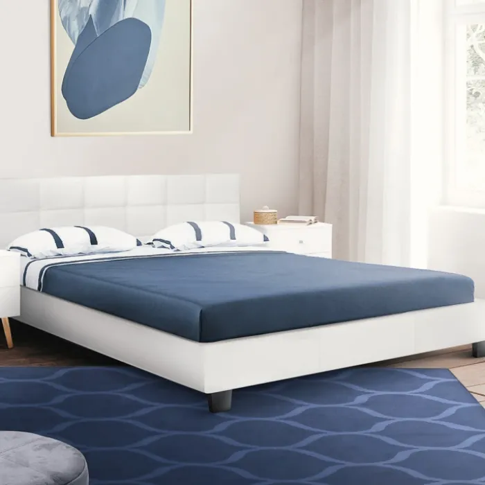 Lit double blanc 140x190 cm avec sommier