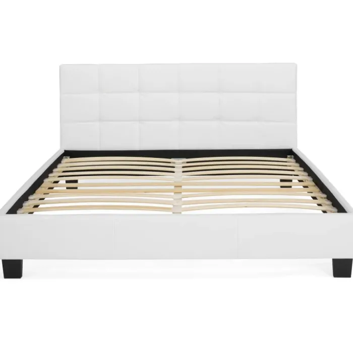 Lit double blanc 140x190 cm avec sommier