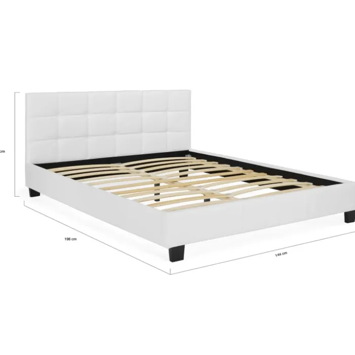 Lit double blanc 140x190 cm avec sommier