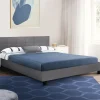 Lit double gris anthracite 140x190 cm avec tête de lit